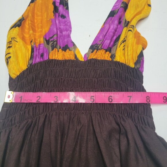 Halter Colorful Dress Summer Halter Dress in Purple and Orange Floral Print - Picture 9 of 16